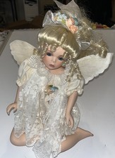 Vintage Seymour Mann Porcelain Fairy Doll Blonde Lace Dress Wings picture