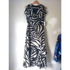 NWT Kensie Dress Ruffles Botanical Black & Cream Sheer Layered Maxi Dress Sz 2 picture