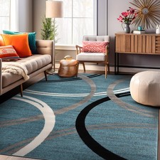 Rugshop Area Rugs for Living Room Modern Abstract Circles Design Rug Bedroom Rug picture