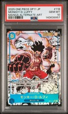 2025 ONE PIECE OP11-118 MONKEY D. LUFFY A FIST OF DIVINE SPEED MANGA JP PSA 10 picture