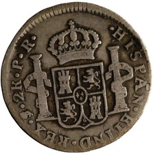 1790 PTS PR BOLIVIA 2 REALES .900 SILVER KING CHARLES IV OF SPAIN POTOSI MINT picture