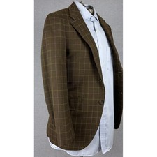 Vintage 60s Bespoke Brown Windowpane Check Sport Coat Blazer 36R ACWA Union Tag picture