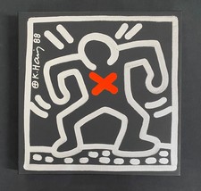 Keith Haring Painting  on Vintage Unique Canvas SIGNED NYC POP SHOP picture