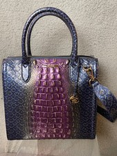 Brahmin Caroline Satchel Shoulder Bag Womens Fig Jam Bowlin Purple Blue Handbag picture