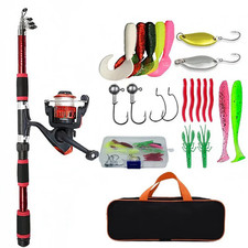 Carbon Fiber Telescopic Fishing Rod Pole Reel Combo Sea Saltwater Freshwater picture
