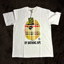 A Bathing Ape BAPE White Ape Head Logo Graphic Tee Men's L Regular Fit Cotton picture