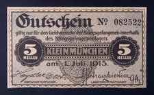 1915 Austria-Hungary WWI POW Kleinmunchen 5 Heller UNC WC238 picture