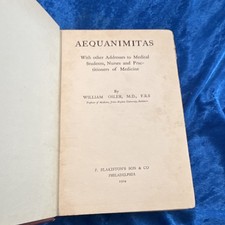 AEQUANIMITAS William Osler 1904 FIRST EDITION Rare Antique Book Johns Hopkins picture