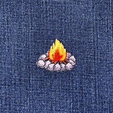 Campfire Applique Patch - Embroidered Fire Pit & Camping Badge 1.5