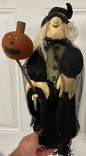 Thornberry Creek Witch with Jack O Lantern on Stick Cloth Figure & Base 19