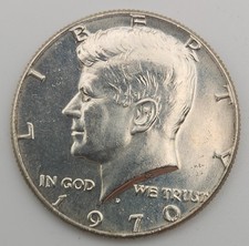 1970-D Kennedy Half Dollar 50c Uncirculated BU 40% Silver Key Date JFK70DmE picture