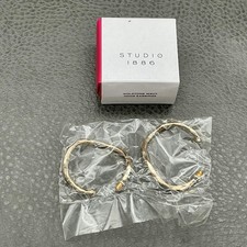 Avon Earrings Studio 1886 Gold Tone Wavy Hoop Continuous Round Fashion Jewelry picture
