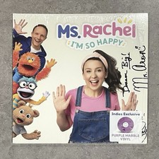 Ms. Rachel and Mr. Aron SIGNED I'm So Happy Purple Marble Vinyl LP Autographed picture
