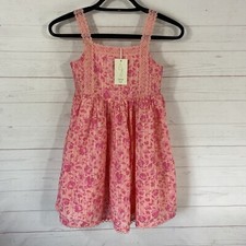 Joie Girls Pink Floral Sundress Size 12 Smocked Lace Trim Pullover Lined New picture