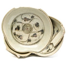 Thai Sukhothai Sawankhalok Celadon Kiln Waster Bowl Black Underglaze 14th-16th C picture
