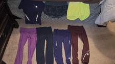 huge Lot 7 Lululemon  Leggings Sz 6, shirt, shorts, blue purple yellow navy yoga picture