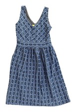 Maeve Anthropologie Blue Geometric Knit Fit Flare V Neck Dress Size 2 picture
