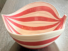 Danish Modern Stig Lindberg Gustavsberg Sweden Faience Glazed Ceramic Leaf Bowl picture