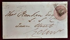 1852 Great Britain 1d Pink Cut-Out Envelope to Edinbr - Inverness Postmarks picture