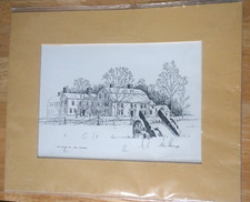 Vintage Official Art Etching Print Clark M. Goff - The Wayside INN 1686 Sudbury picture