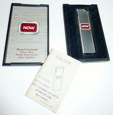 NOS Vintage Royal Galaxie Ultra Slim Piezo Gas Lighter Japan Mint Box Manual picture
