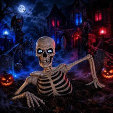 Giant Ground Breaking Skeleton Halloween Prop  Animated LCD Eyes & Sound picture