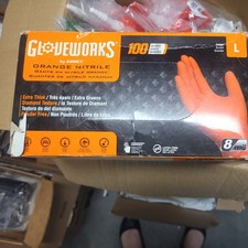 AMMEX GWON46100 Nitrile Disposable Gloves, Size L - Orange (100 Count) picture