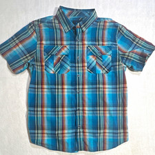 prAna Men’s L Blue Multicolor Plaid Woven SS Button-Up Shirt Pockets Point picture