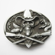 Original Cowboy Skull Rifles Western Belt Buckle picture