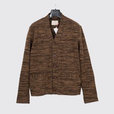Dehen 1920 Sweater Dark Brown Tan Melange Heavy Wool Collegiate Cardigan picture