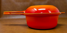 Vintage Cousances / Le Creuset 18 Saucepan Skillet Lid Orange Enameled Cast Iron picture