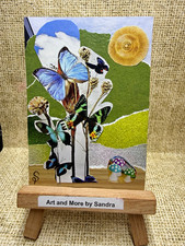 ACEO Original Butterfly Flower Collage Art by ArtandmorebySandra picture