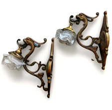 Pair of Rare Antique French Bronze/Brass Supports Sconces Dragon Griffon Chimera picture