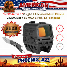 Osight R Multi Reticle 2 MOA Dot + 65 MOA Circle, T2 Footprint + FREE Kershaw picture