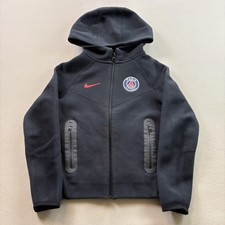Nike Paris Saint-Germain Hoodie Sweatshirt Youth Small Black Tech Fleece PSG Zip picture