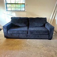 Gray Pull-Out Sleeper Sofa Double Bed Track Arms 3-Seat Modern Metal Frame picture