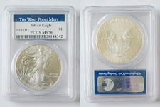 🔥2013-W $1 American Silver Eagle Type 1 PCGS MS70 West Point Label. 🔥 picture