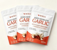 1-3x Resilia Garlic Extract 600mg Softgels 60 Count Odorless Aged Garlic Extra. picture