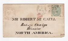 1863 QV 1/- GREEN STAMP PLATE1 ON COVER TO USA CHICAGO AMPKT ALLAN LINE BOHEMIAN picture