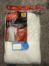 Hanes Tagless 3-Pack Men’s White Crew Neck T-Shirts Size L 42-44 100% Cotton picture