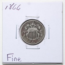 1866 2C Two Cent Piece in Fine Condition #8217 picture