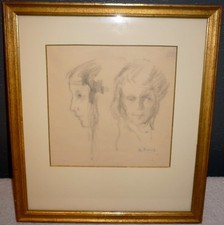 AUGUSTE BROUET 1872-41 ORIGINAL DRAWING PORTRAIT PROFILE FRENCH ART SKETCH  picture