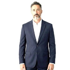 Joe Joseph Abboud Sport Coat Mens 40L Navy Blue Wool Two Button Blazer picture