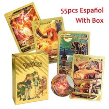 55PCS Pokemon Card Foil GOLD PACK 55 CARDS TCG GX Vmax GX Card Charizard Rare picture