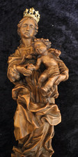 HIGH-QUALITY BAROQUE STYLE WOOD CARVED MADONNA AND CHILD STATUE picture