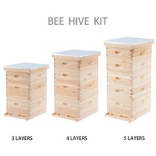 CREWORKS 3/4/5 Layers Beehive Kit Beekeeping Box Metal Roof With/Without Frames picture