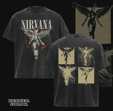 Men's Vintage Acid Washed Nirvana In Utero Album Double-Sided Graphic T-Shirt - picture