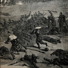 Union Troops Charge on Fredericksburg Original 1863 Civil War Engraving C59 picture