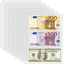 50 Pack (7.6X3.6Inch ) 3 Pockets Currency Sleeves for 3 Ring Binder | Currency picture