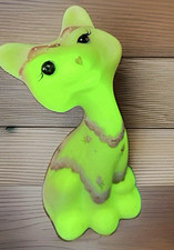 Shelley Fenton Hand Painted Burmese Glass Cat Figurine Signed uranium glass picture